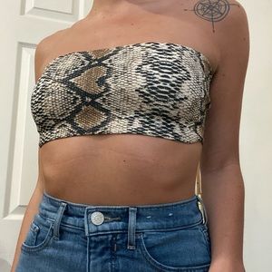 Snakeskin tube top, crop top, bandeau